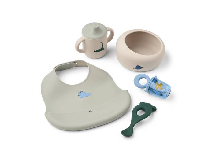 Liewood Set repas bébé Mileah Dino Roar/Dove blue