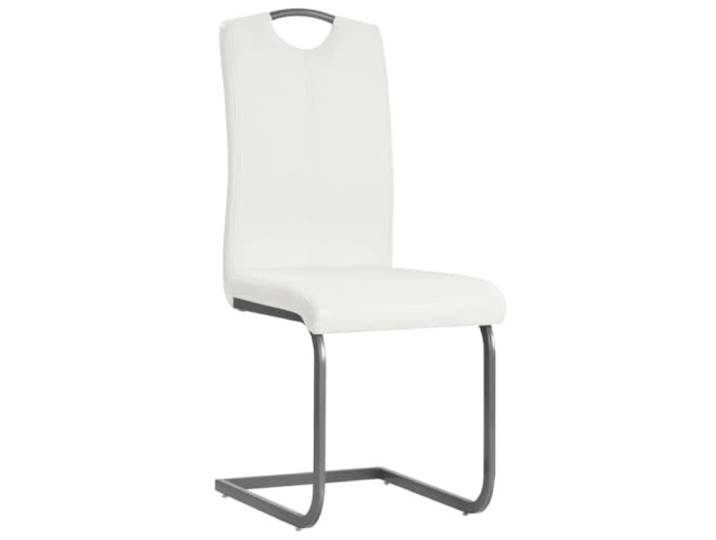 KKgypkn Freischwinger 2 STK Weiss Kunstleder Esszimmerstuhl Schaumstoff gepolstert, Stahlgestell stabil, bis 110 kg belastbar, einfache Montage