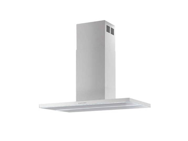 AIRONE hotte à îlot VERDI (90 cm - Acier et verre blancs)