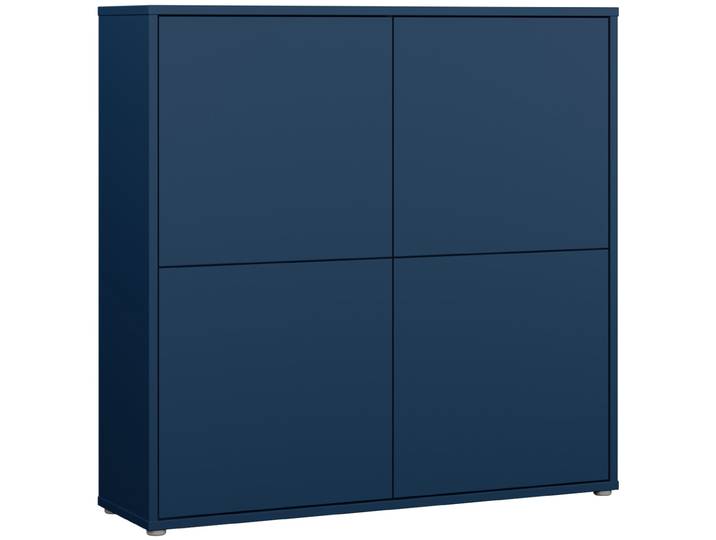 Highboard FORTE Alice Springs , blau (nachtblau), B:124,5cm H:121,5cm T:34,9cm, Holzwerkstoff, Sideboards, Highboard, Grifflos,Push to open, Stauraum