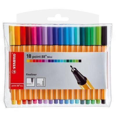 STABILO Fineliner - point 88 Mini - 18er Pack - mit 18 verschiedenen Farben