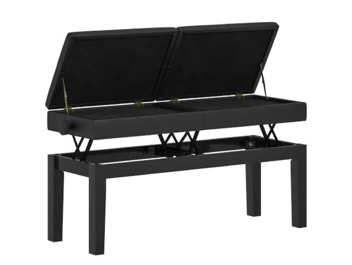HOMCOM Klavierbank Höhenverstellbar Stauraum 105 x 37 x 48-58 cm Schwarz Klavierhocker, Pianobank bis 220 KG Belastbar, Kunstleder