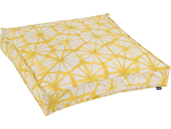 Bodenkissen H.O.C.K. Kami , gelb (gelb, gemustert), B:60cm H:10cm L:60cm, Polyester, Dekokissen_Sitzkissen_Kissenhüllen, Bodenkissen, mit geometrischen Muster