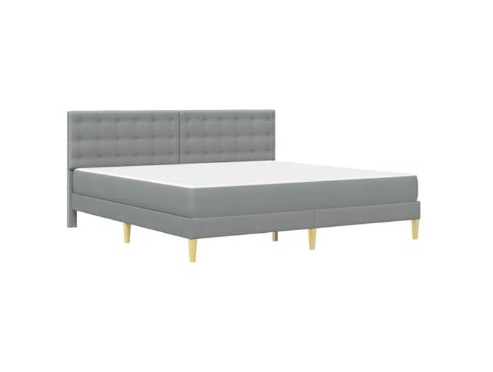 KTHLBRH Doppelbett Hellgrau 200 x 200 cm Struktur aus Sperrholz, gepolstertes Kopfteil, Lattenrost, Tragkraft 280 kg