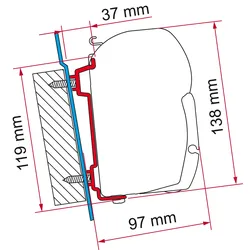 Fiamma Markisenadapter Ford Transit Wandmontage
