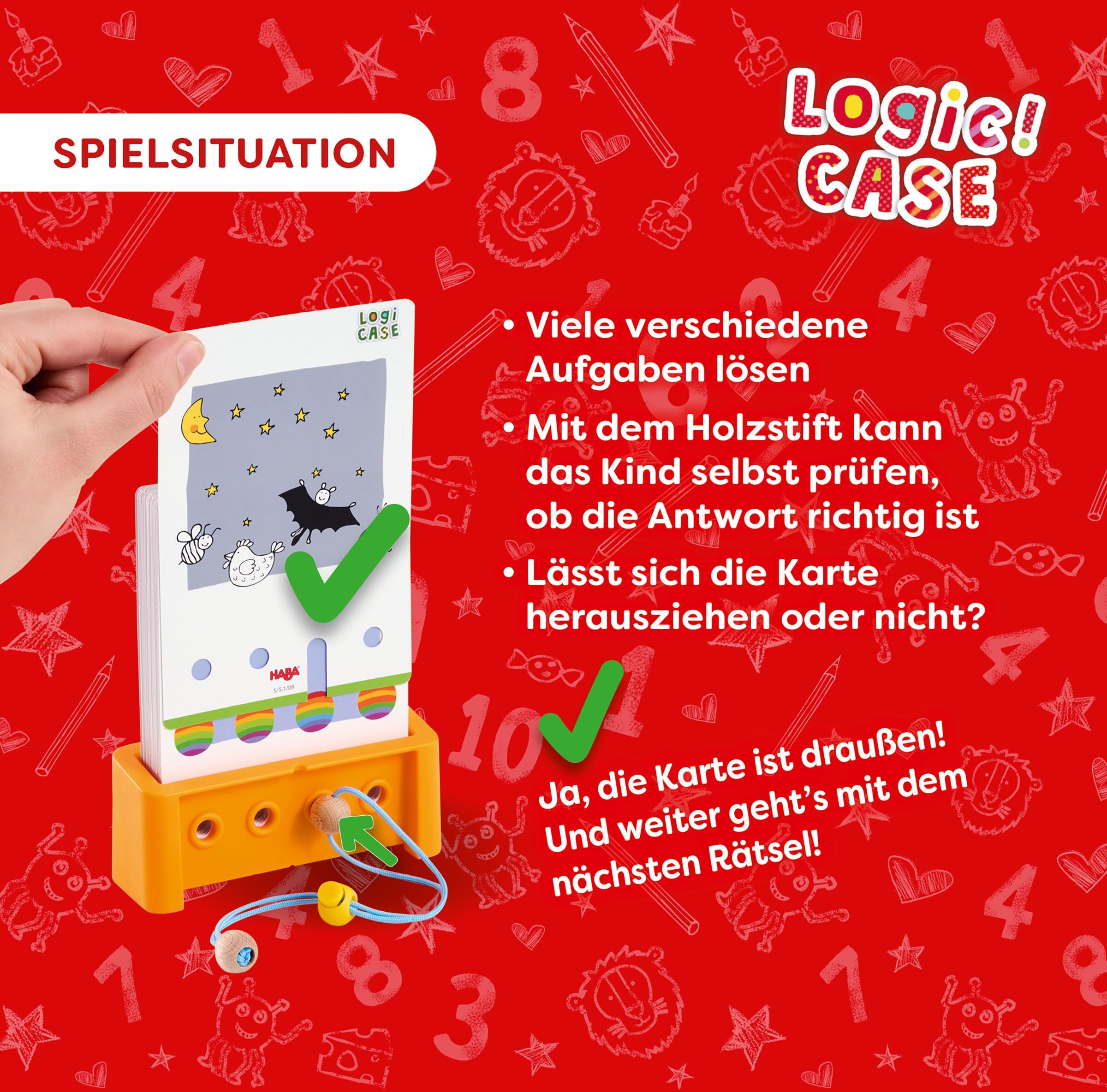 Spiel HABA "LogicCASE Starter Set 7+, Solo Challenge", rot (bunt), Spiele, Kinder, Spiel