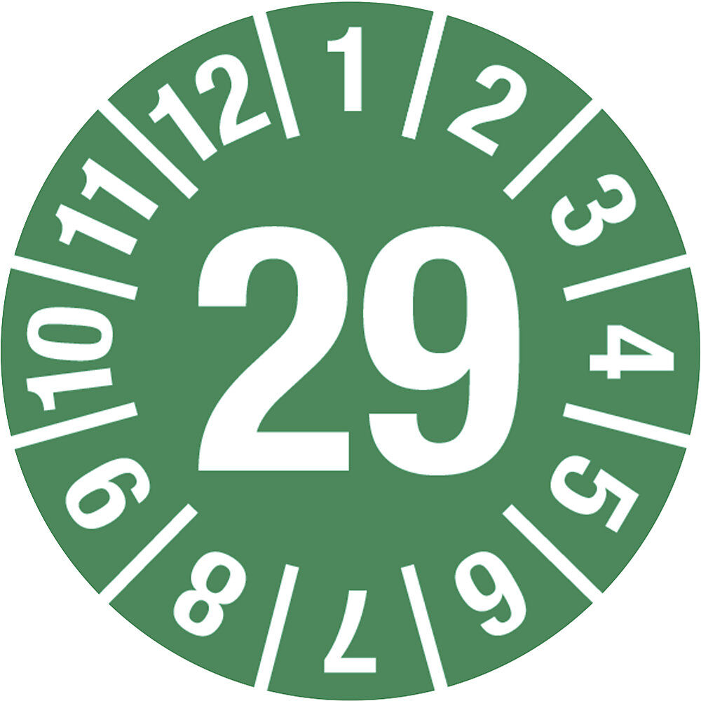 Prüfplakette, Jahreszahl, Dokumentenfolie, Ø 15 mm, 29, grün kaiserkraft