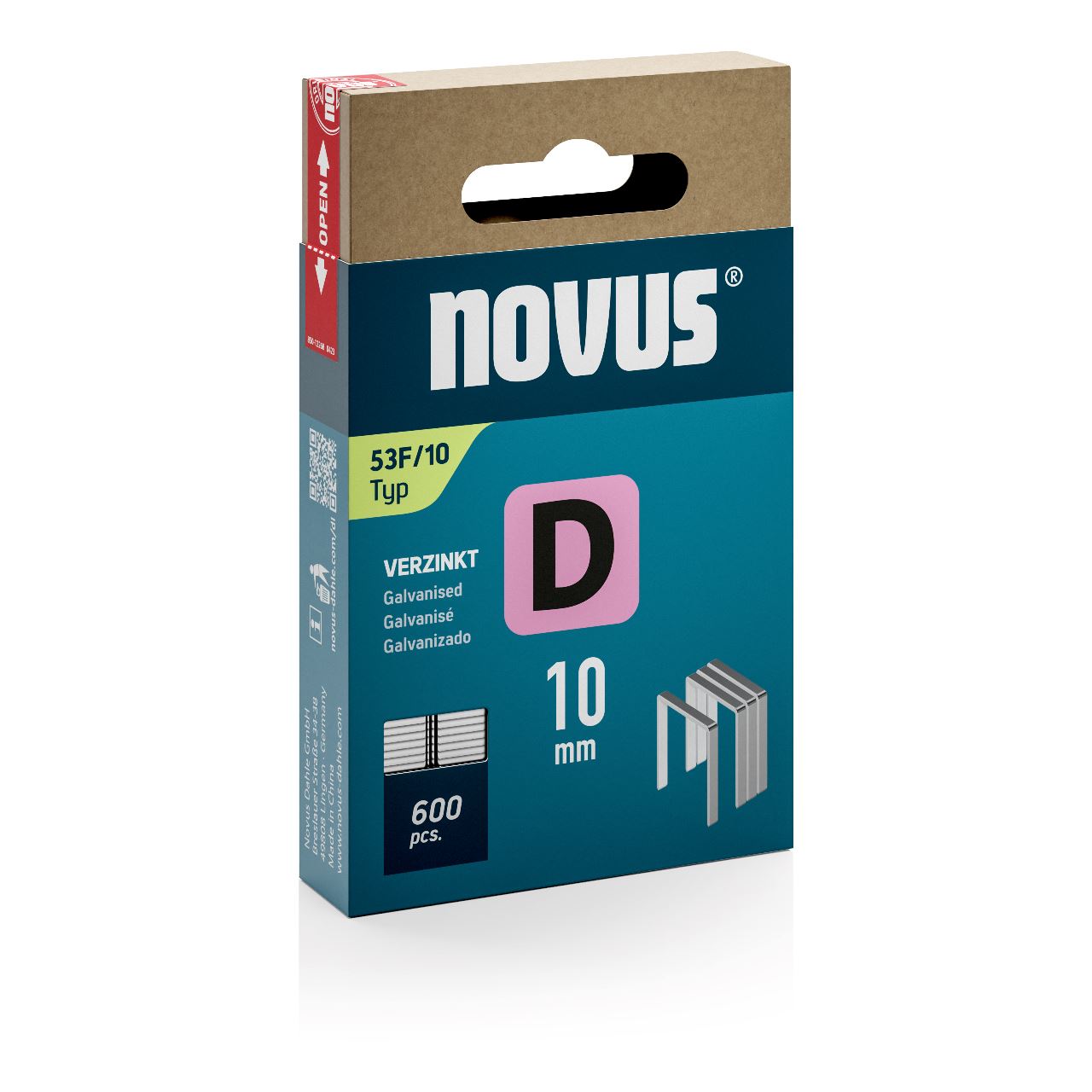 novus Tackerklammern 53F Flachdraht 10 mm, 600 St.
