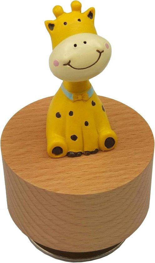 Gele miniatuur houten giraf decoratie met tekst Jij bent mijn zonneschijn