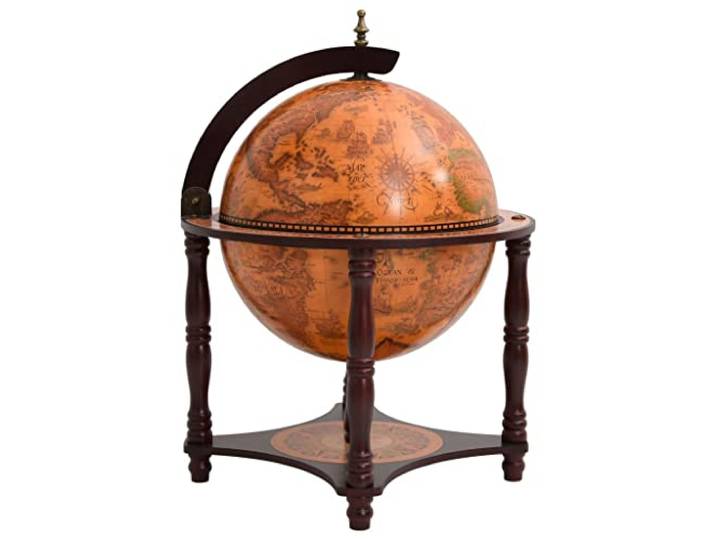 vidaXL Globusbar Minibar Weltkugel Hausbar Cocktailbar Dekobar Tischbar Weinregal Weinständer Flaschenregal Braun Massivholz Eukalyptus