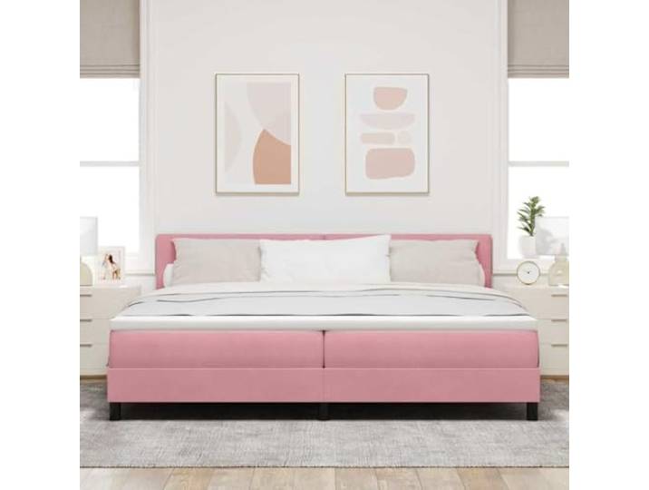 KTHLBRH Doppelbett Samt Rosa 200 x 200 cm Mit gepolstertem Kopfteil und Lattenrost, Gestell aus Holz, modernes Design