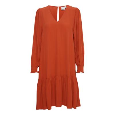 Midikleid ICHI "Damen Kleid IHCALOVA", Damen, Gr. 38, N-Gr, rot (rooibos tea), Obermaterial: 100% Viskose CV., Kleider Midikleid