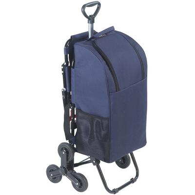 Einkaufstrolley WENKO, blau, B:36,5cm H:103cm T:65cm, Polyester, Einkaufskörbe, mit Sitz und Dreirad-System fürs Treppensteigen