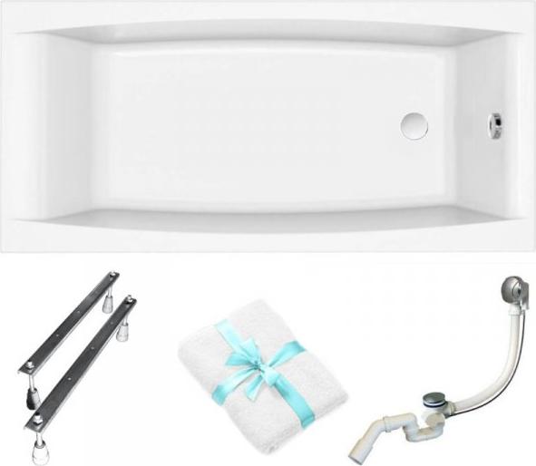 Cersanit | Badewanne - Wanne Rechteckige Virgo - 160x75 Cm - Ergonomische Form - Mit Siphon Und Füßen - Acrylbadewanne
