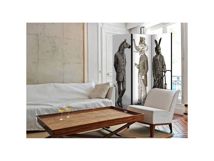 Paravent Elegant Zoo Polaire Blanc 135 x 172 x 3cm 3 éléments