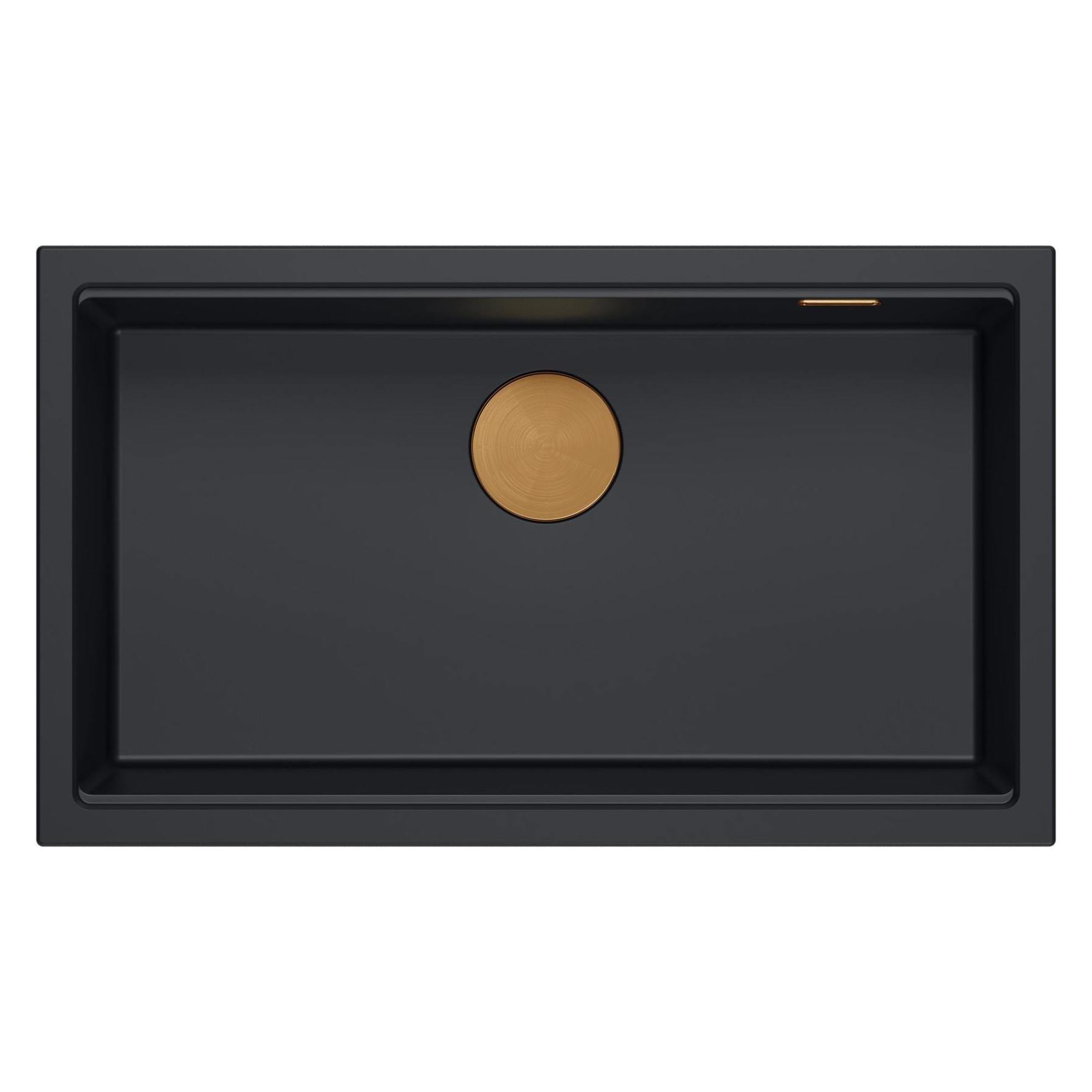 Quadron Spüle LOGAN 110 aus reinem Kohlenstoff, 76 x 44 x 23,5 cm, 1 Becken, Unterbau mit manuellem Siphon a (440 mm, 760 mm) (brak)