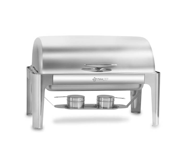 Mahlzeit Edelstahl Chafing Dish mit Rolltop 8 Liter Speisenwärmer, Wärmebehälter, Bain Marie Rechaud Warmhaltebehälter Essen, Chafing Dishes für Buffet Catering Gastro und Party, GN Behälter