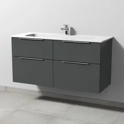 Sanipa 3way Waschtisch-Set mit Keramik-Waschtisch Design und Unterbau, Anthrazit-Matt, UM48222 UM48222