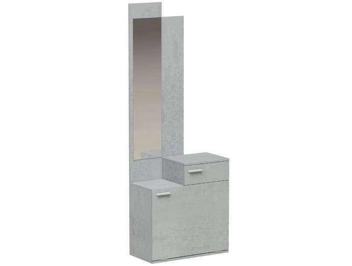 Ensemble meuble d'entrée avec meuble à chaussures et miroir bois gris