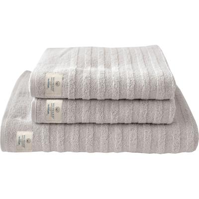 Handtuch Set DYCKHOFF "Wecycled", grau (silbergrau), 3 Stk., Walkfrottier, Walkfrottier, Walkfrottier, Handtücher, 2 Handtücher (50x100cm), 1 Duschtuch (70x140cm)
