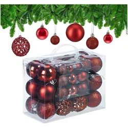 Relaxdays, Christbaumschmuck, Weihnachtskugeln-Set (50x)