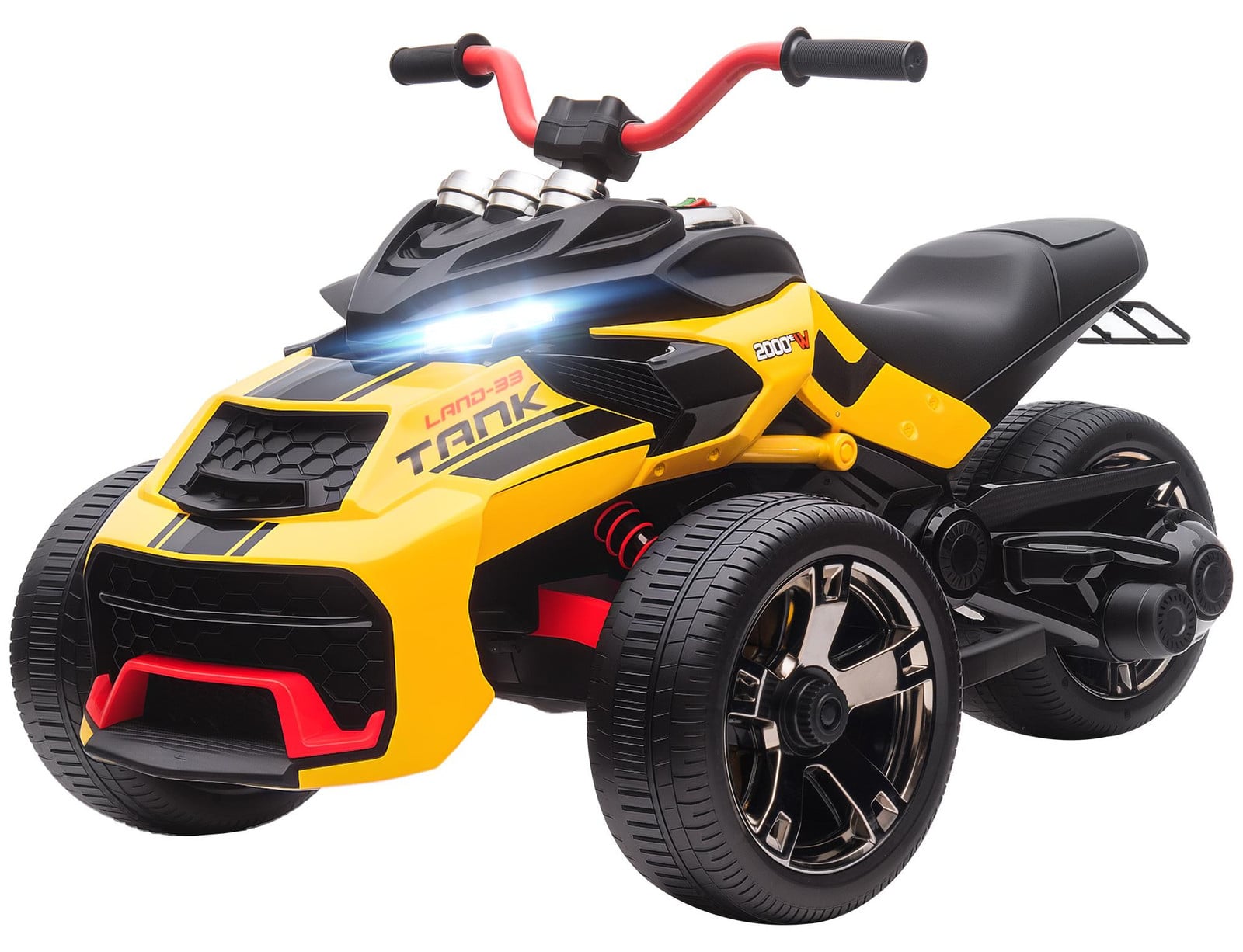 AIYAPLAY Elektrische Quad voor kinderen, 12V kinderquad met 3 wielen en MP3-speler, geel