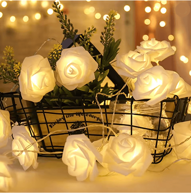 Inspire Essentials 3M LED Rose String Lights Battery Operated Flower Garland Decor c
