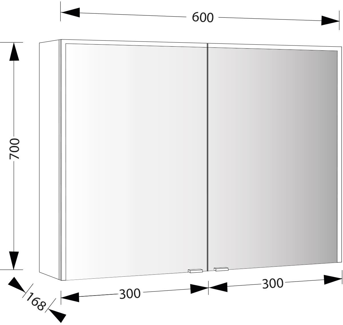 Sprinz Pure-Line Spiegelschrank Aufputz mit 2 Türen 60 cm
