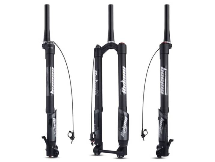 BSFHQS 26 27.5 29 Mountainbike Federgabel 1-1/2 Konisches Upside-Down-Gabel 150mm Federweg Luftfedergabel Downhill Vordergabel Steckachse 15 * 110mm Boost Dämpfungseinstellung(Remote)