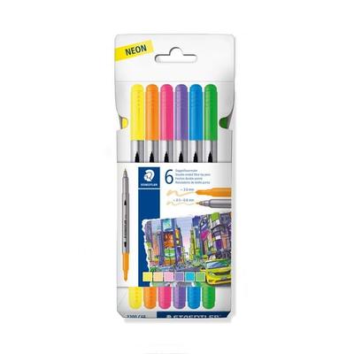 STAEDTLER 3200 Doppelfasermaler, 6er Set, 3200 C6F