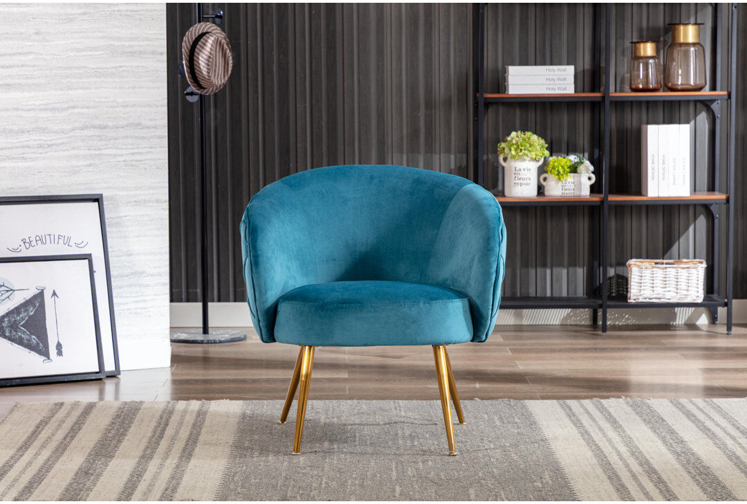 Furniture Link Velvet Armchair Federal Blue 79cm H X 69cm W X 73cm D