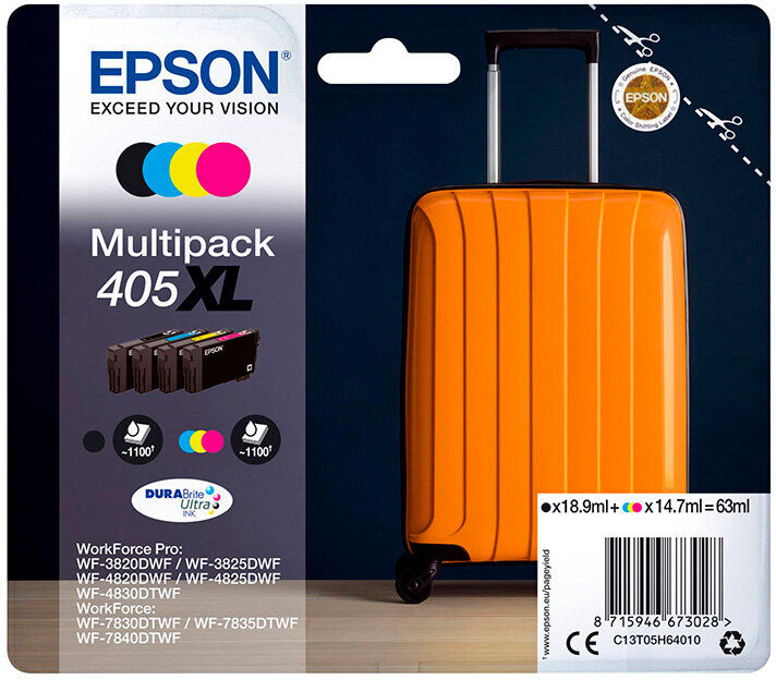 TINTEIRO EPSON 405XL PACK 4 CORES