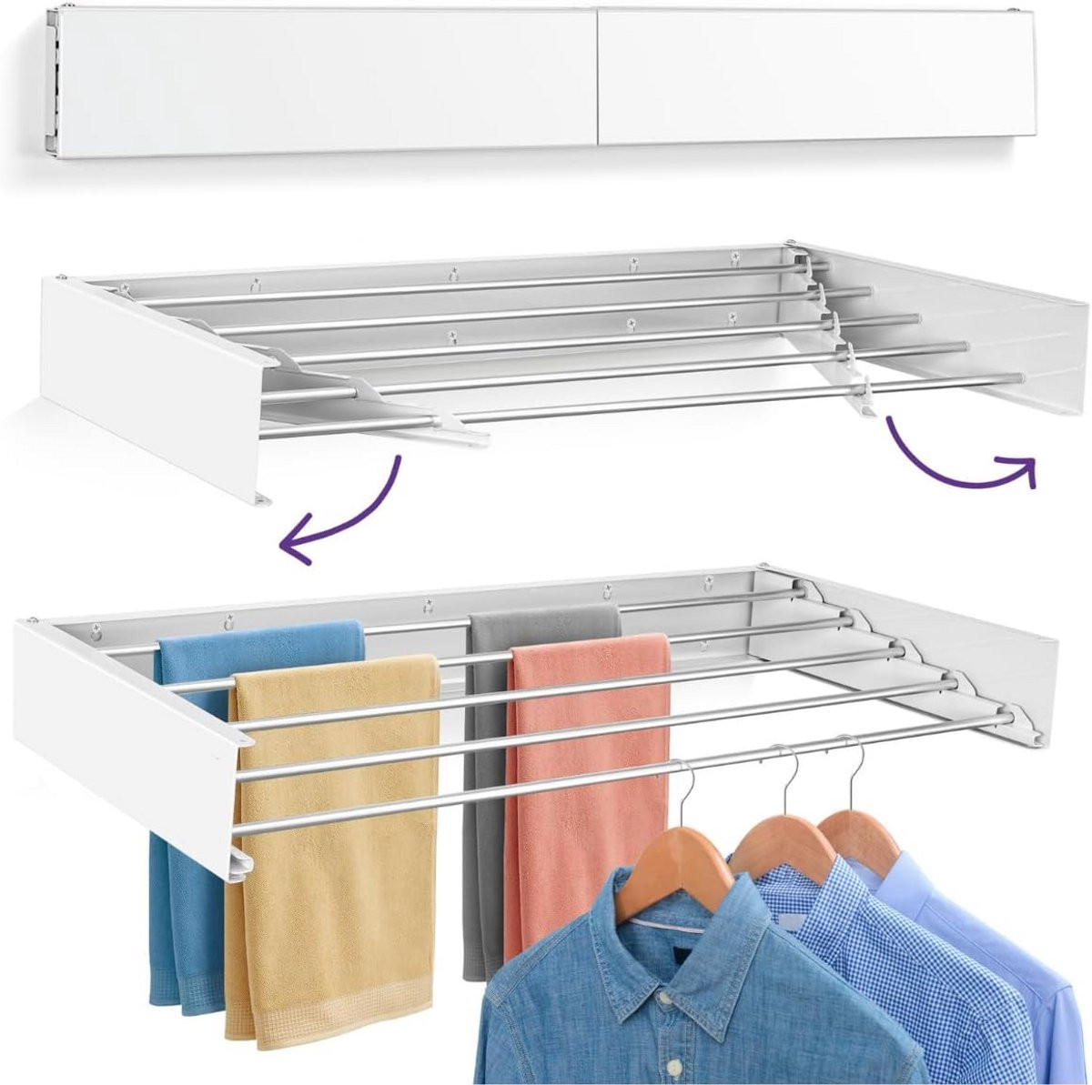 Uitschuifbaar Wasrek voor aan de Muur - 80 cm - Inklapbaar en RVS