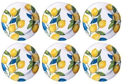 Abode Homewares Lemon Orchard NewWave Melamine Dinner Plate - Yellow - Set of 6