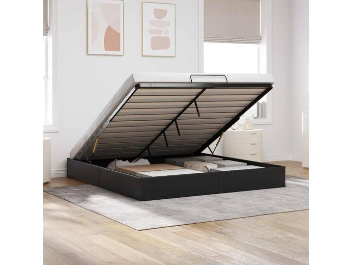 vidaXL Ottoman Bettgestell Schwarz King Size Kunstleder