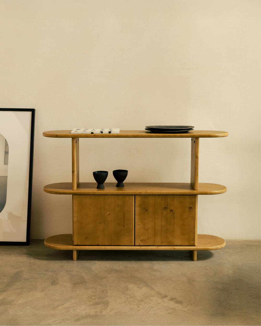 Hannun Buffet en sapin naturel 120 cm Marron 120x82x30cm