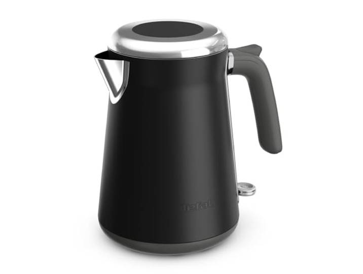 Tefal Collection Edelstahlwasserkocher im Retrostil, 1,7 l Fassungsvermögen, 2400 W, Einhändiges Öffnen, Ein-Tassen-Anzeige, Automatische Abschaltung mit Kontrolleuchte, Schwarz, KI6668E0