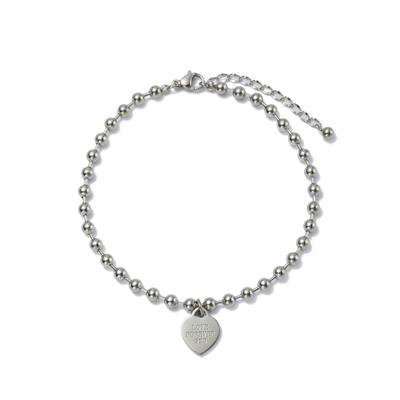Fußkette mit Anhänger "Schmuck Geschenk Edelstahl Fußschmuck Herz LOVE FOREVER 520", silber (silberfarben), ANISTON JEWELRY & WATCHES, Fußketten, Damen, Edelstahl, Made in Germany