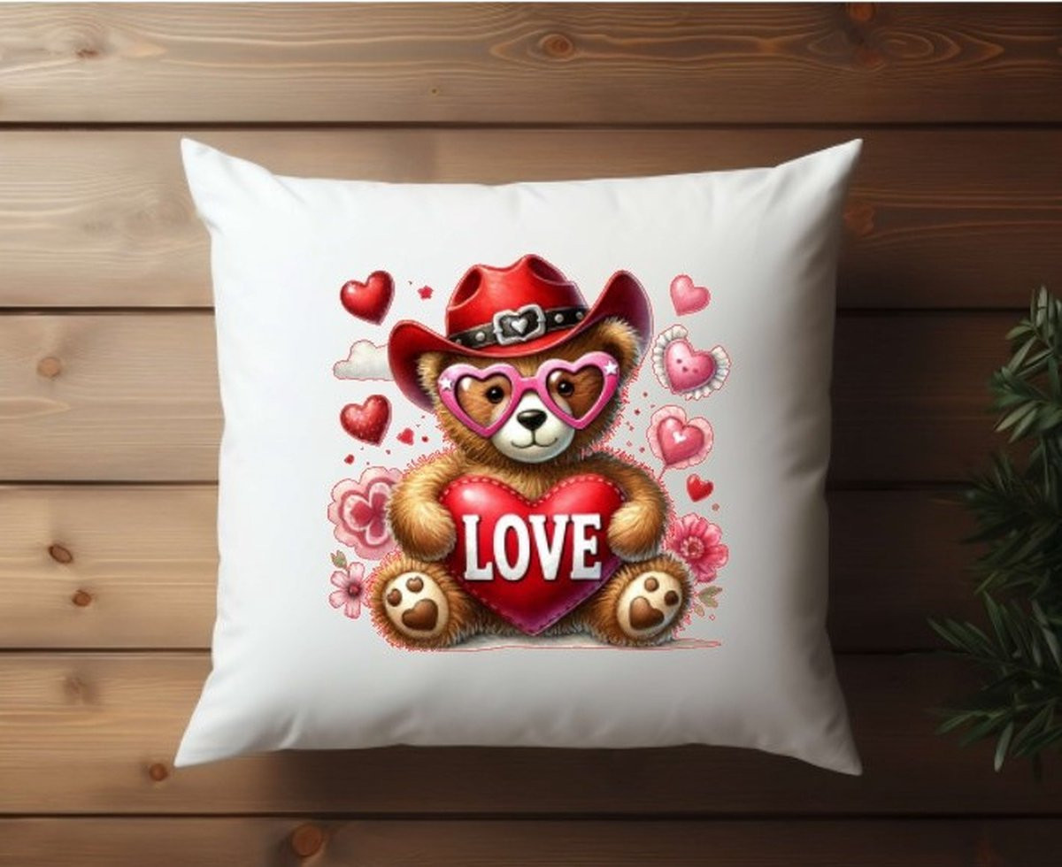 Superzacht Sierkussen Valentijn met Beer Decoratie