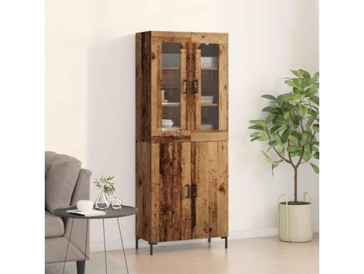 Highboard 2 stk. aus Altholz 69,5 x 34 x 180 cm Holzwerkstoff mit Glastüren Wandmontiert, mit Glastüren, Altholz-Optik, Holzwerkstoff, vielseitig einsetzbar, schlanke Form