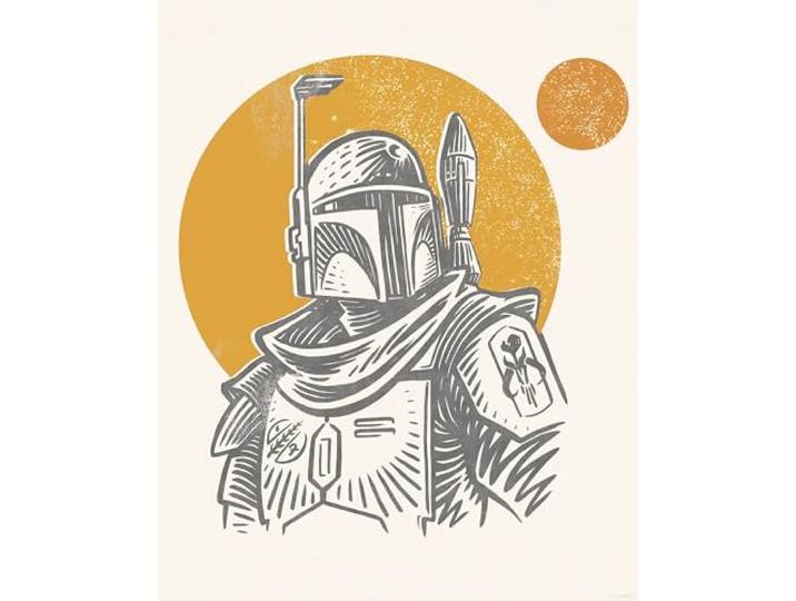 Komar Wandbild- Star Wars Boba Fett Illustration Iconic - Größe 40 x 50 cm - Poster, Kinderzimmer, Dekoration - gerollt ohne Rahmen