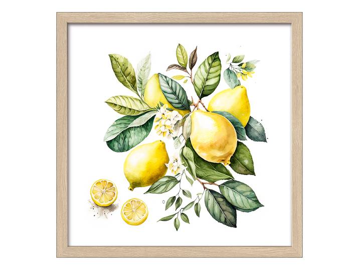 Tableau en bois Citrons Verre flotté, MDF Blanc/Vert/Jaune 33 x 33 x 1cm