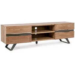 TV-Board Aron aus Akazienholz, modernes Design mit Metallgestell, natur, 190 cm breit