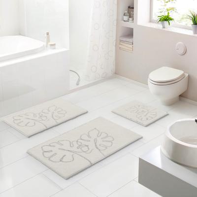 Badematte GRUND "Levana", beige (natur), H:20mm, Polyacryl, Badematten, Badematte, Stilvolles Blattmotiv, 5 Jahre Garantie