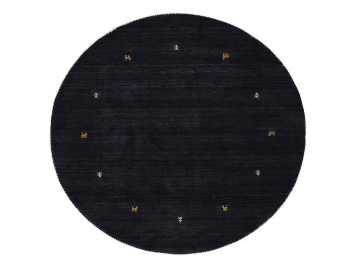 Tapis en laine Gabbeh Uni rond Noir/Noir 150 x 150cm Laine
