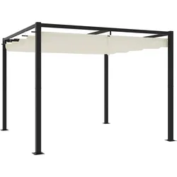 vidaXL Gartenpavillon mit Ausziehbarem Dach Creme 3x3 m Stahl