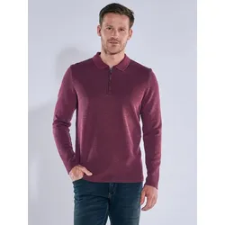 engbers Herren Langarmshirt mit Polokragen Violett regular gemustert Zipper - 4XL