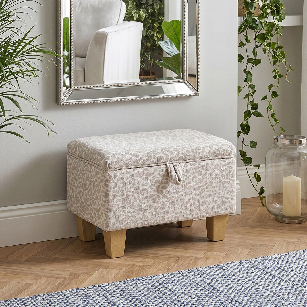 Latitude Vive 49cm Wide Rectangle Standard Ottoman Beige Vintage Look 36" H x 49" W x 33" D