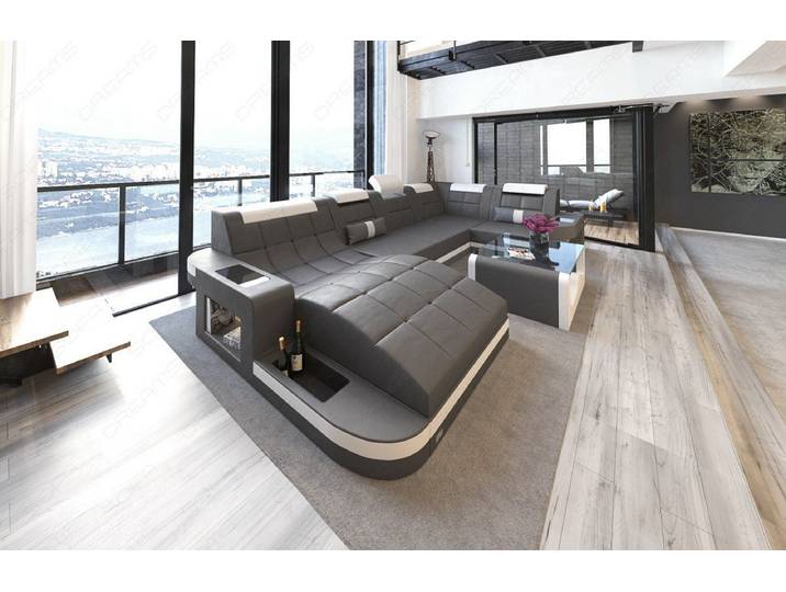 Sofa Dreams Wohnlandschaft Ledersofa Wave Mini U Form, Designersofa