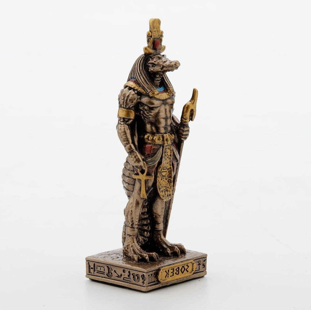 Handgeschilderd Egyptisch God Beeldje Nijl God - Brons - Hoogte: 8,6 cm